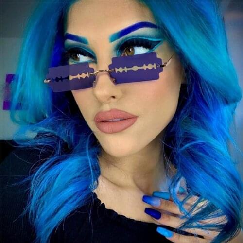 Punk Rimless Sunglasses Women Trendy Razor Blade Sun Glasses Men Driving Eyeglasses Oculos De Sol Female Eyewear Male Shades
