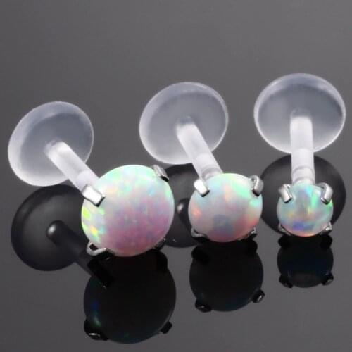 1Pc 16G Opal Ptfe Bioplast Labret Lip Stud Piercing Ear Piercing Body Jewelry A Special Gift For Girls Boys& Women
