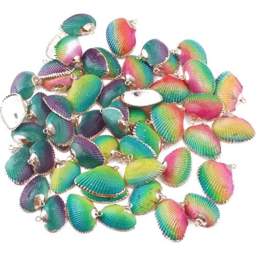 2pcs Natural Shell Beads Threaded Seashells For DIY Handmade Pendant Earring Charms Natural Striated Shell Color Plated