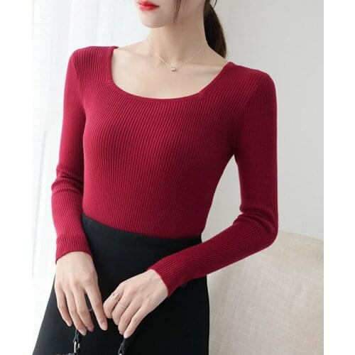 2020 Slim Sweater Women Fashionable High Elastic Knitted Autumn Winter Sweaters Pullovers Female Tricot Jumper Femme Top