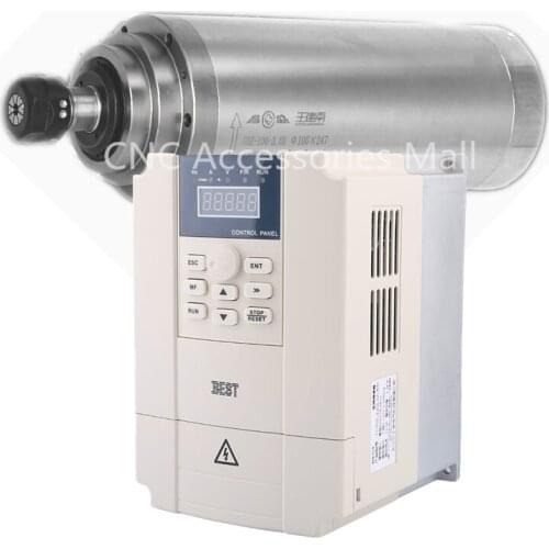 3kw ER20 D100mm WATER COOLED SPINDLE 220V/380V with 4 bearings & 4kw BEST VFD Inverter
