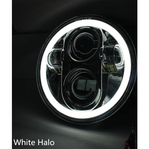 5.75" Motorcycle H4 Hi Lo Beam 5 3/4" LED Headlight with Angel eyes Halo for Sportster Iron 883 1200 Dyna FXDB