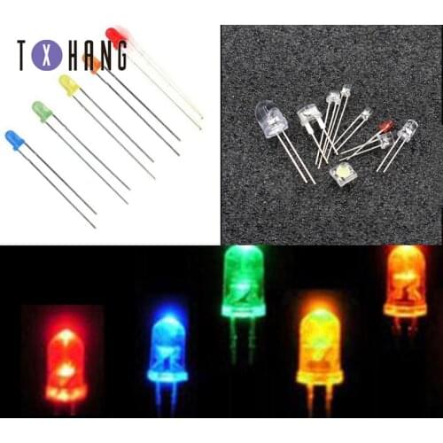 50/100PCS 5mm Round Red/Green/Blue/Yellow/Orange DIFFUSED F5 LED Diodes Light Bulb colourful
