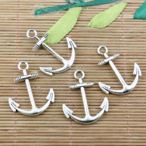 6pcs tibetan silver color curved anchor charms EF2425