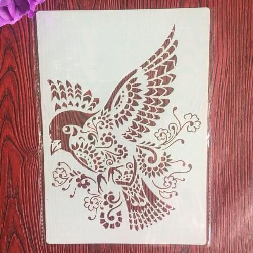 A4 29 * 21cm bird Mandala DIY Stencils Wall Painting Scrapbook Coloring Embossing Album Decorative Paper Card Template