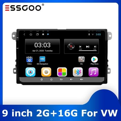 Essgoo Android Car Stereo Radio 2 Din GPS Navigation 9'' Autoradio 2din Bluetooth MP5 For Volkswagen Auto Multimedia Player