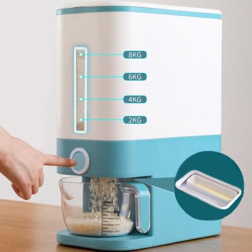 Automatic Grain Rice Storage Tank Cereal Dispenser Household Storage Box Insect-Proof Moisture-Proof Metering Cylinder