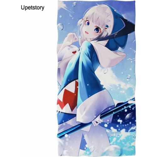 Upetstory Anime Hololive EN Gawr Gura Printed Bath Towels 3D Cartoon Beach Towel Microfiber Home Textile Face Hair Hand Towels