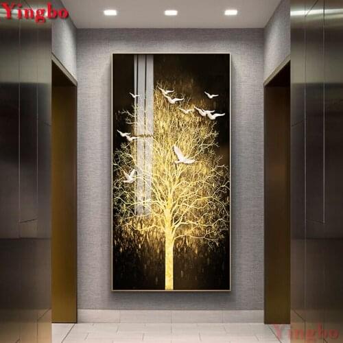 Large DIY Diamond Painting Abstract golden tree scenery Diamond Mosaic pigeon Diamond Embroidery Bedroom Dinning Room Home Decor