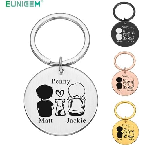 Personalized Valentines Day Gift Keychain Custom Name Key Chain Gift for Boyfriend Dog Lovers Girlfriend Couple Keychain