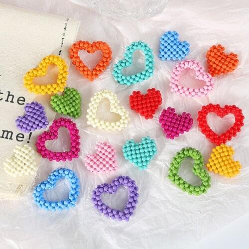 NEW 1Pcs Summer Candy Color Imitation Pearl Heart Beads Fit Stud Earrings Bracelet Accessories For DIY Jewelry Making