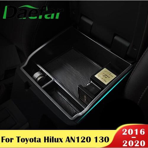 For Toyota Hilux AN120 AN130 Fortuner An160 2016 - 2020 Car Center Console Organizer Tray Armrest Storage Box Accessories