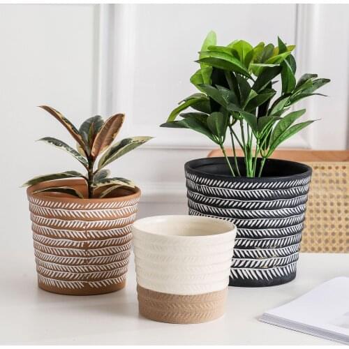 Nordic Style Flowerpot Ceramic Creative Home Garden Decoration Fleshy Pot Embossed Storage Tank Succulents Pots Flower Vase