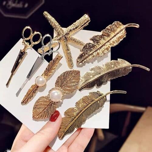 Gold/Silver Metal Leaf Hair Clip Feather Hairpin Vintage Lady Styling Tool Fashion Girl Headdress Girl Hair Accessories Hairgrip
