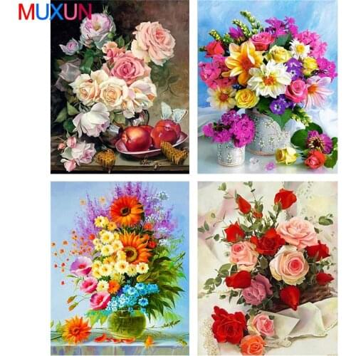 Muxun 5D Diy Diamond Painting Flowers Full Square New Arrival Drill Mosaic Diamond Embroidery Rose Garden Decoration Gift Rp486