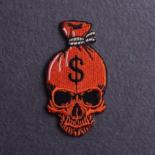 Money Skull Patch Skeleton Sewing Stripe Patch Iron On Patches On Clothes Diy Embroidered Patches For Clothing Applique Stripe