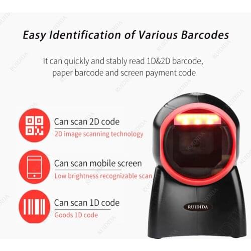 Platform Barcode Scanner 1D 2D Desktop Bar code Scanner Omnidirectional Hands-free Barcode Reader Kiosk Reader QR code PDF barra