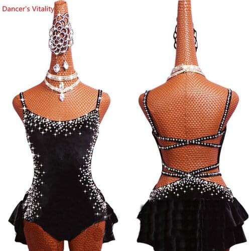 Latin Dance Dresses For Women S-6XL Milk Silk Lace Sexy Salsa Fringe Skirt Evening Dress Ballroom Competition Clothes