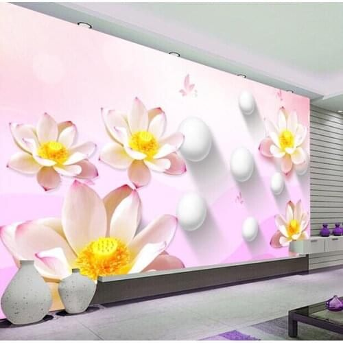 Custom 3 d wallpaper, lotus and ball murals for the sitting room the bedroom TV setting wall vinyl papel de parede