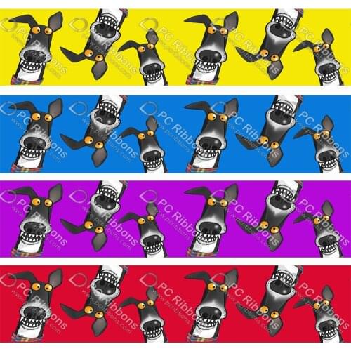 2" Christmas Greyhound Ribbon Cartoon Galgos Dog Custom for DIY Crafts Hair Bow Collar Lanyard/Satin /3" Grosgrain Ribbons CA369