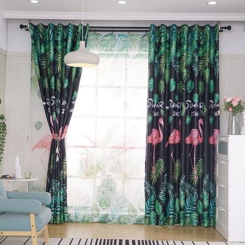 New Fashion Blackout Window Curtains For Living Room Bedroom Custom Made White Flamingo Sheer Voile