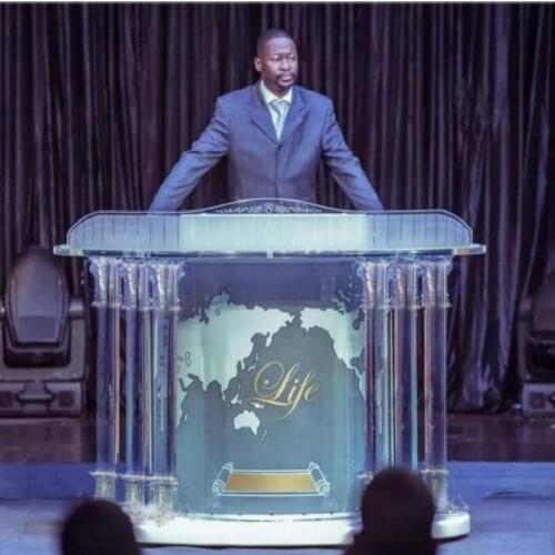 Modern Clear Acrylic Podium Lectern (Traditional) Crystal Pillars Church Pulpit, Bishop Pulpit. Acrylic Speech Lectern