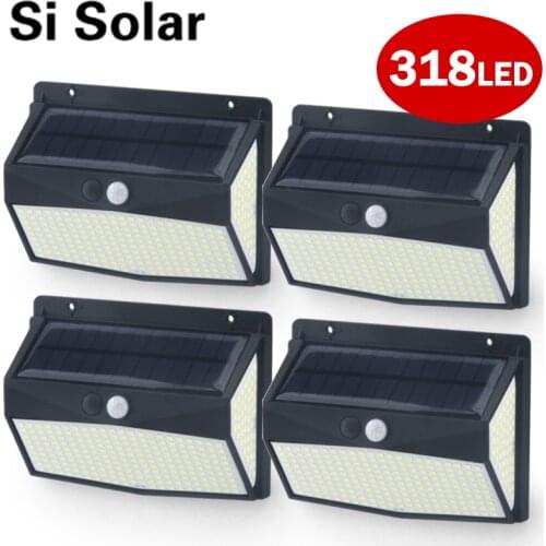 108 LED Human Sensor Solar Lamp IP65 Waterproof 3 Modes Adjustable LED Outdoor Light Charge Sunlight No Drilling Garden Light