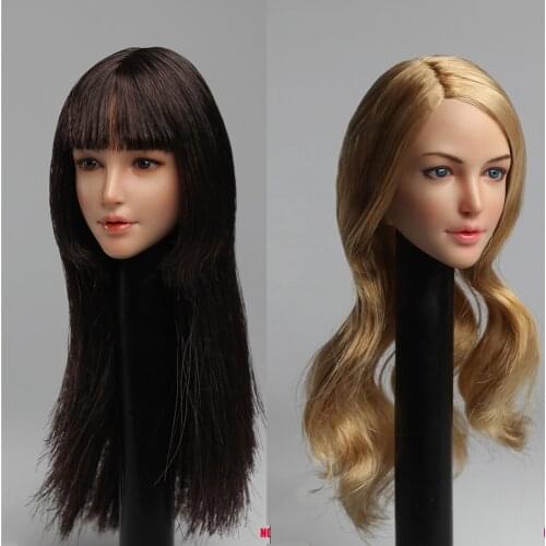 In stock accessory 1/6 Female Head of Asian pretty beauty Girl with plant balck long hair Fit 12" Figure Body