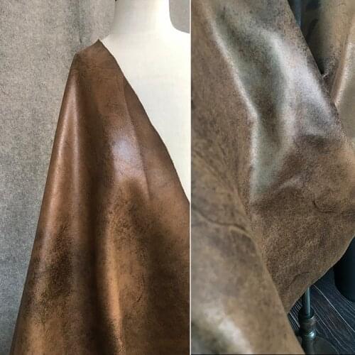 Kraft Paper Vintage Texture Leather Jacket DIY Handbag Designer Fabric Faux Leather Fabrics for Sewing Clothes