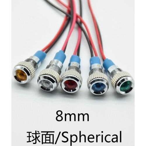 1pc 8mm Waterproof Warning LED Metal Indicator Pilot Light Signal Lamp 6V 12V 24V 220V Machine Car Boat Working PC Power green