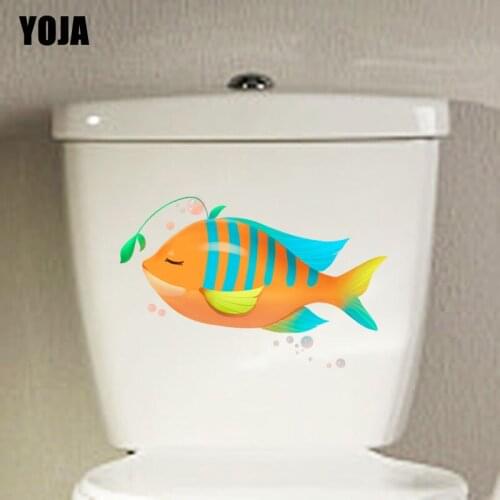 YOJA 24.8*13.3CM Funny Sleeping Fish Wall Sticker Children Room Home Decor Toilet Decal T3-1020