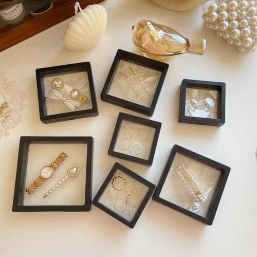 South Korea Ins Earrings Ring Hairpin Jewelry Storage Box Jewelry Transparent Sealed Box PE Film Portable Girl