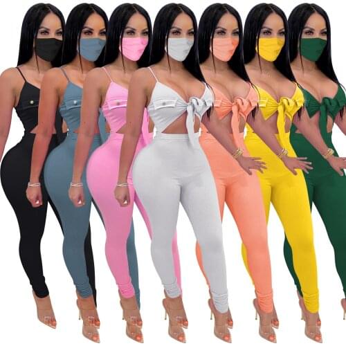 Women With Mask Tie Up Spaghetti Strap Cut Out Waist Skinny Jumpsuit Sleeveless One Piece Night Club Overall Romper Playsuit
