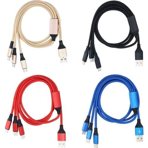 1.2m 3 in 1 USB Cable for iPhone 11 X 8 7 6 Micro Usb Type C Charger Wire For Xiaomi Huawei Samsung S9 Fast Charging Cord 50pcs