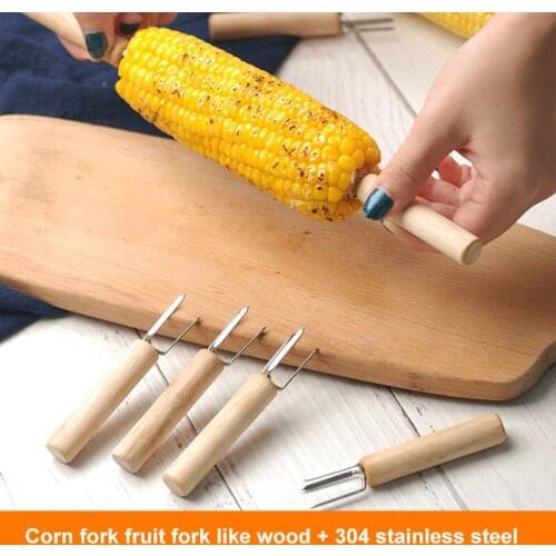 1pc Reusable BBQ Corn Holders Stainless Steel Corn Forks Barbecue Skewers Needle Prongs Portable Outdoor BBQ Tool Wholesale