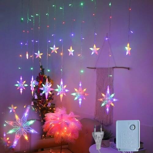 2.5M Polaris Curtain Light Christmas GarlandFor Home 2020 Christmas Party Bar Wedding Holiday Tree Happy New Year 2021 Decor