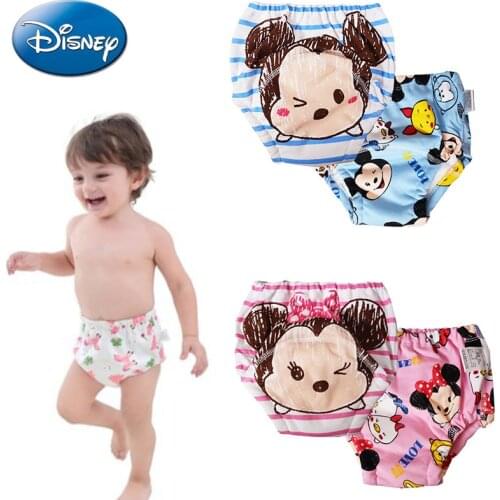 2pcs Disney Mickey Baby Diaper Cotton Training Panties Baby Diapers Reusable Nappies Washable Infants Children Nappy Changing