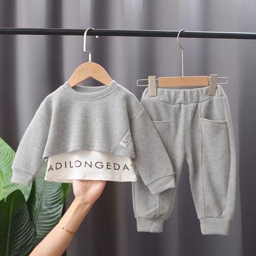 IENENS Children Clothes Autumn Baby Girls Clothing Boys Cotton Sweatshirsts Pants 2Pcs Set Kids Sport Casual Costume Tracksuits