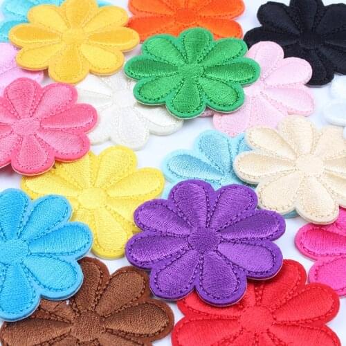 20PCS 4cm Mix 20 Colors Quality Embroidery Flower Patch Iron On Stickers Sewing Clothes Fabric Backpack Fabric Appliques DIY