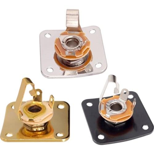 35MM*35MM Square Jack Plate Jack Socket w/ 4 PCS Mounting Screws for Electric Guitar Parts Accessories