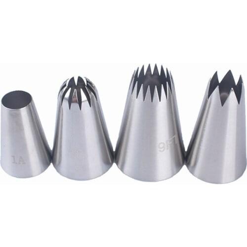 4 Pcs/lot Large Icing Piping Nozzle Russian Pastry Tips Baking Tools Cakes Decoration Set Stainless Steel Nozzles