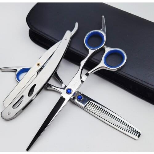 6.0" 440C Professional Hairdressing Scissors Normal Scissors Thinning Shears Salon Hair Scissors Right Hand Barber Scissors Tool