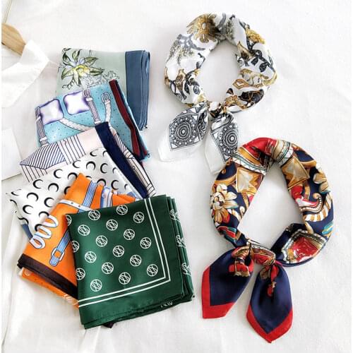 70x70cm Fashion Square Scarf Women Floral Shawls Hair Tie Bandanas Hijab Small Neck Scarf Female Foulard Scarves Neckerchief