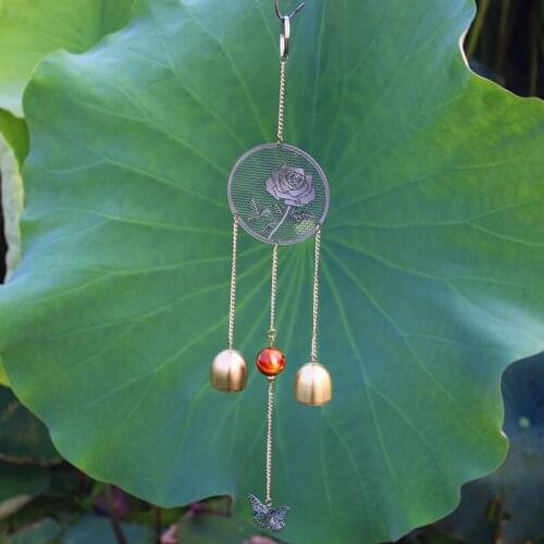 Antique Hollow Out Hand Crafts 2 Copper Alloy Bells Door Yard Hangings Christmas Decor Metal Wind Chime Holiday Gifts Wind Bells