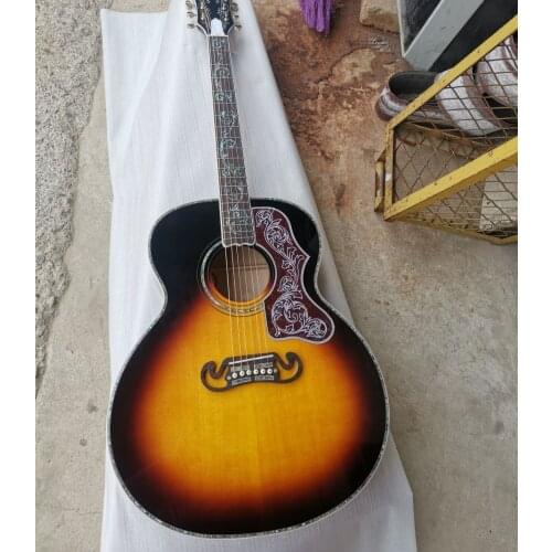 Free shipping 43 inches jumbo guitar cutaway sunburst 3 knobs pickups acoustic electric guitar