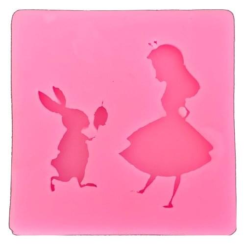 Free Shipping Alice Rabbit Silicone Fondant Baking Paste Mold Cake Decorating Polymer Clay Resin Candy Cake Super Sculpey