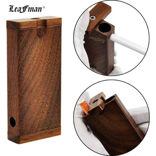 LEAFMAN Walnut Wooden Tobacco Dugout Case With Bottom Smoking Handle Pipe Large One To More Wood Herb One Hitter Box