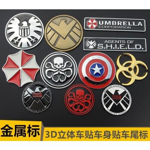 Disney Marvel Avengers S.H.I.E.L.D. Car Sticker Car Sticker Car Personality Metal S.H.I