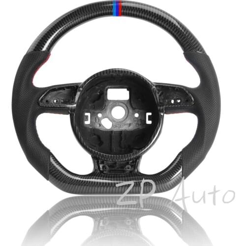 For Audi S1-S7 Carbon Fiber & Perforated Leather Steering Wheel with Trim