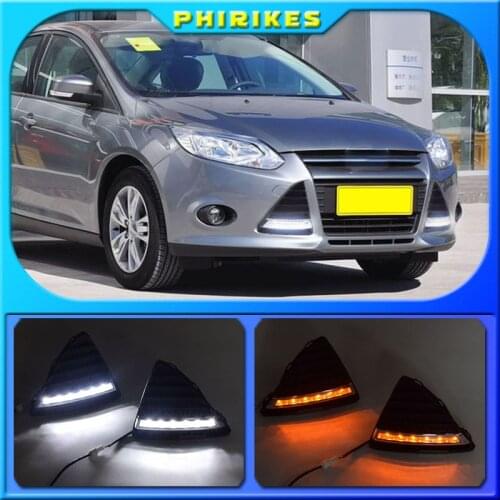 For Ford Focus 3 MK3 2012 2013 2014 DRL Daytime Running Lights 12V LED Daylight Fog lamp waterproof with dimming style Relay